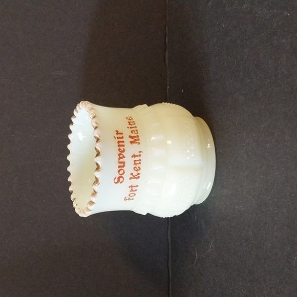 Antique Fort Kent Souvenir Custard Glass Toothpick Holder - Picture 2 of 8